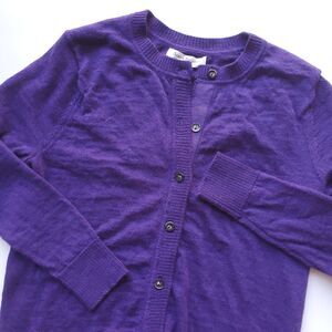 Vintage Susan Bristol Cardigan Sweater Size S Purple 100% Merino Wool Button Up